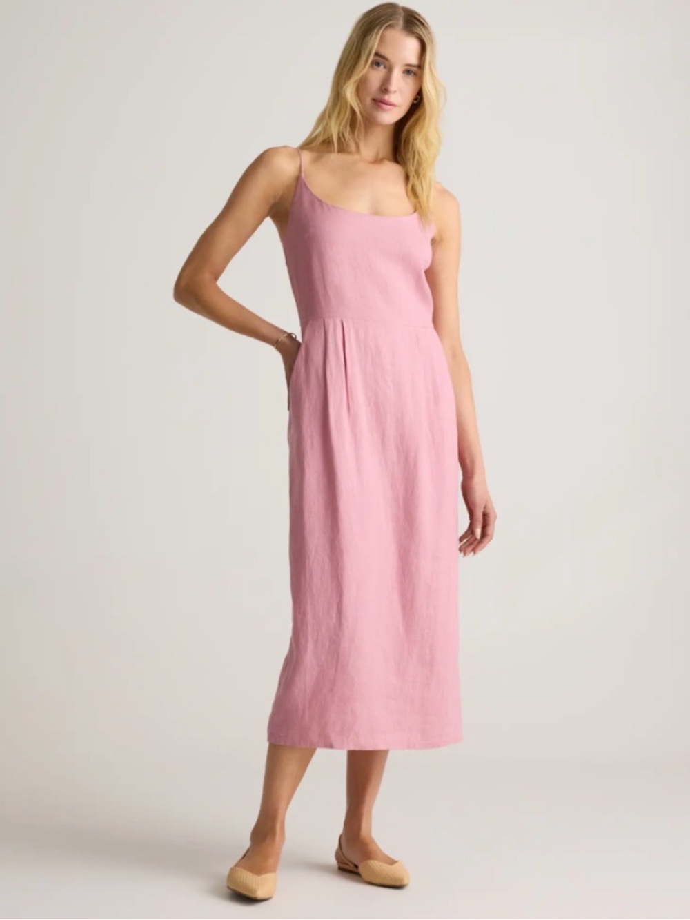 Quince Linen Scoop Neck Midi Dress